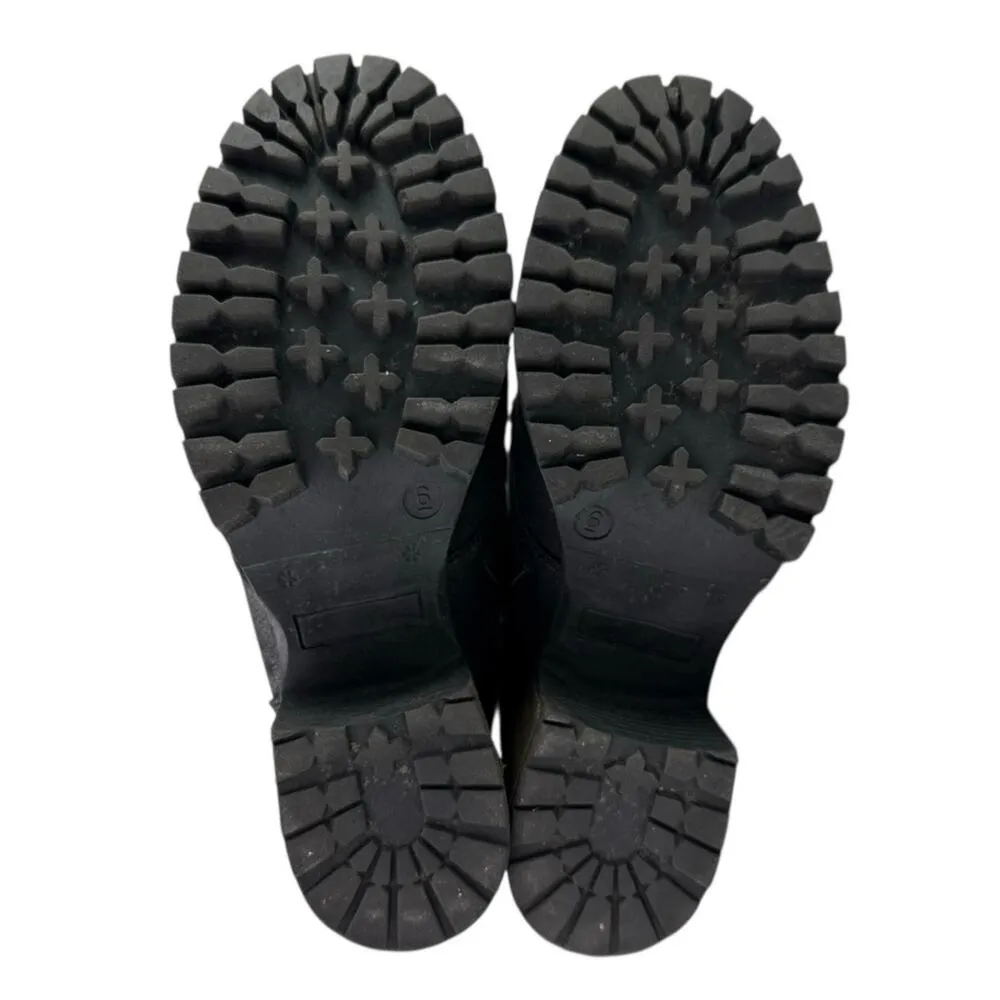 Steve Madden Women's Black Sherpa Faux Fur Lace-up Block Heel Winter Boots Sz 6 - Image 4