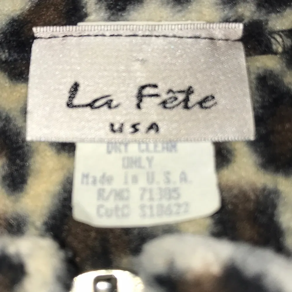 𝅺LA FETE Cheetah print vintage vest mandarin collar pouch pockets NEW size L Size L - Image 6