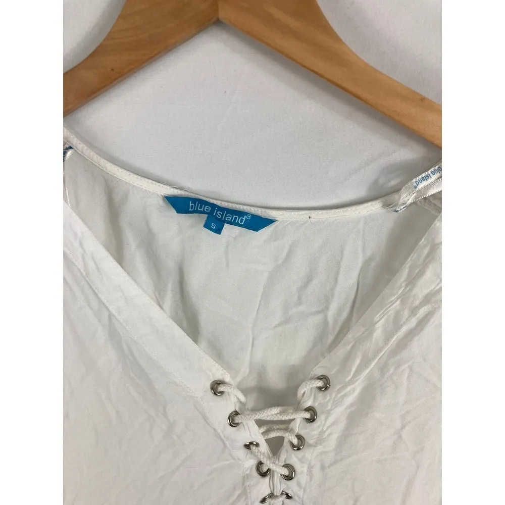 Blue Island Crochet Trim Coverup Dress Size Small - Image 4