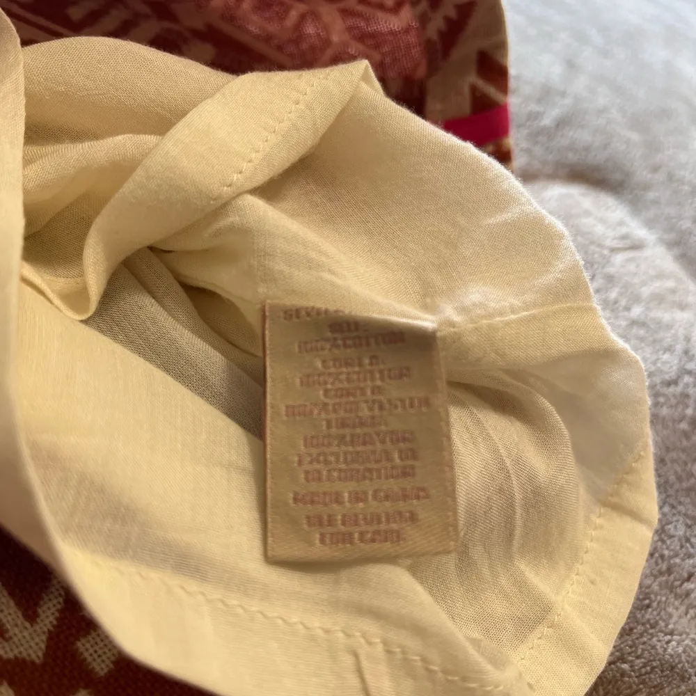 CHAMPAGNE & STRAWBERRY Textile Printed Lined Pencil Straight Skirt Vintage Sz L Tan Size L - Image 5