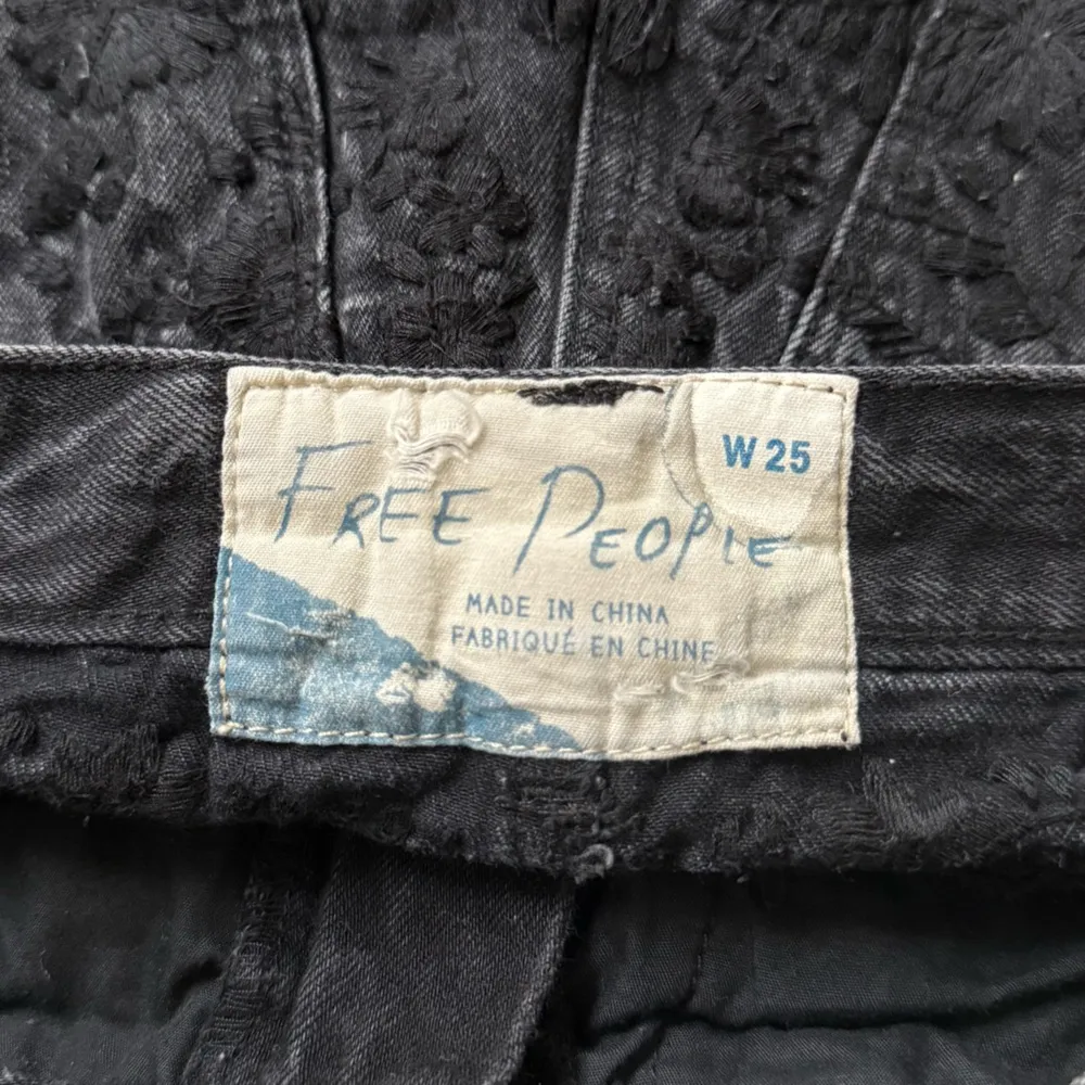 Free People Floral Embroidered High Waisted Cutoff Denim Shorts - Image 5