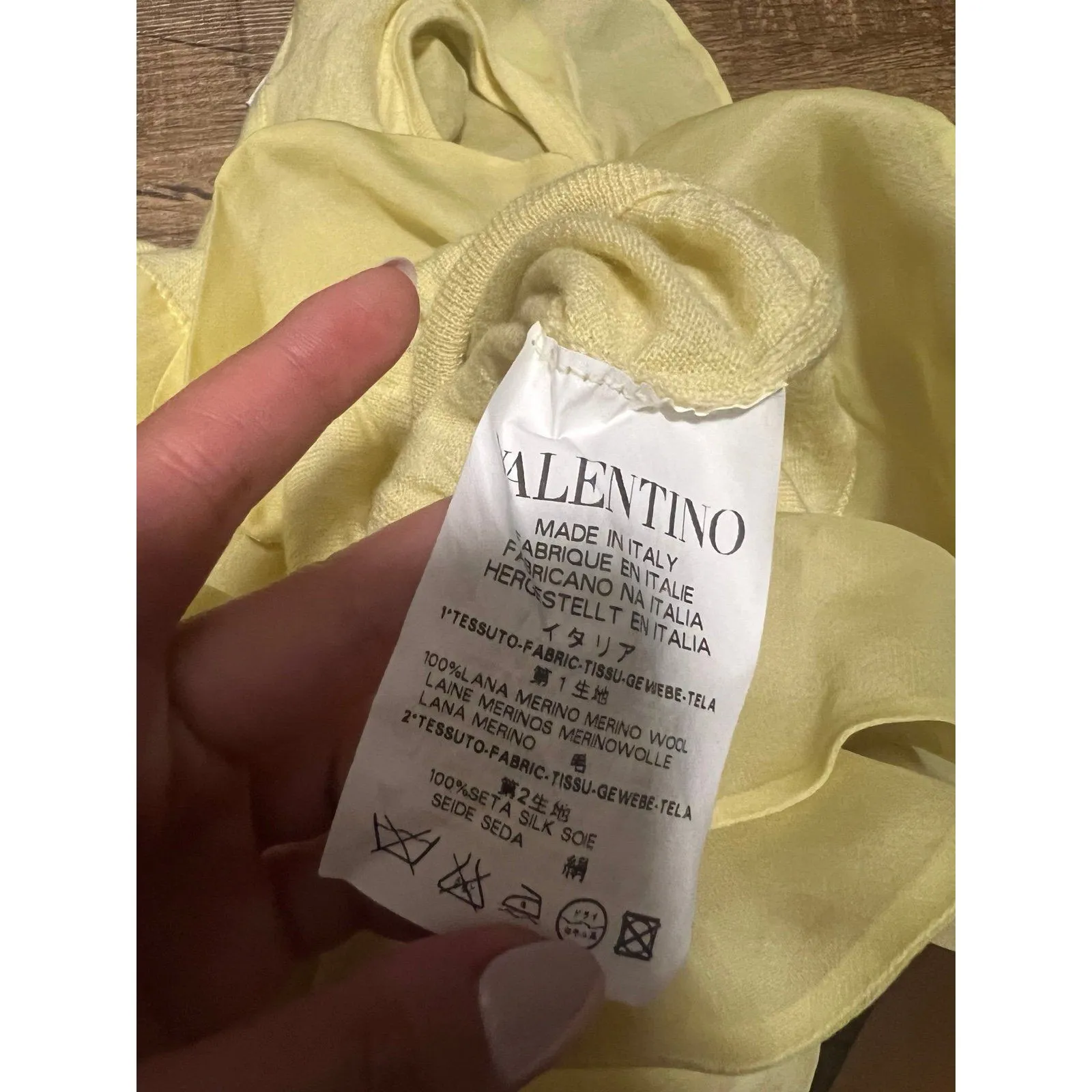 Vintage Red Valentino Silk ruffle wool top Yellow Size M - Image 3