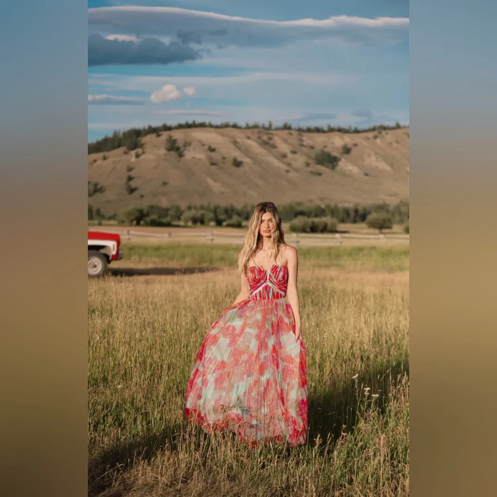 Hutch‎ Corene Strapless Floral Tulle A-Line Midi Dress 16w - Image 3