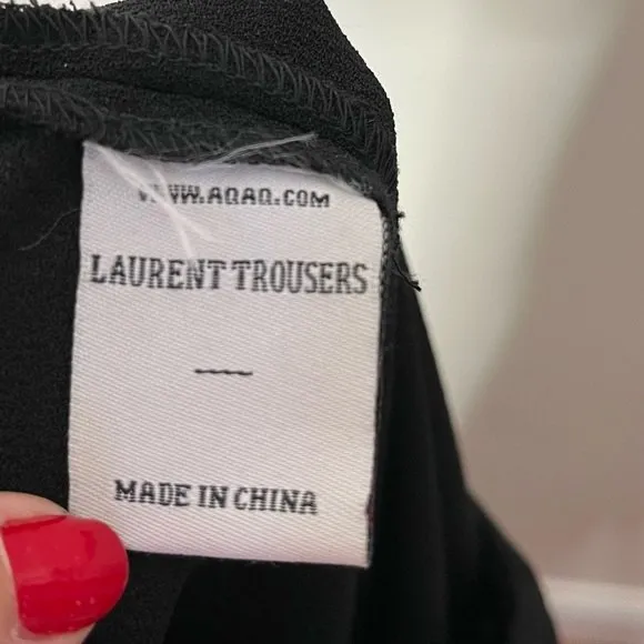 AQ/AQ Laurent High Waisted Wide Leg Trouser Pants Women’s 10 Black Pin Tuck - Image 12