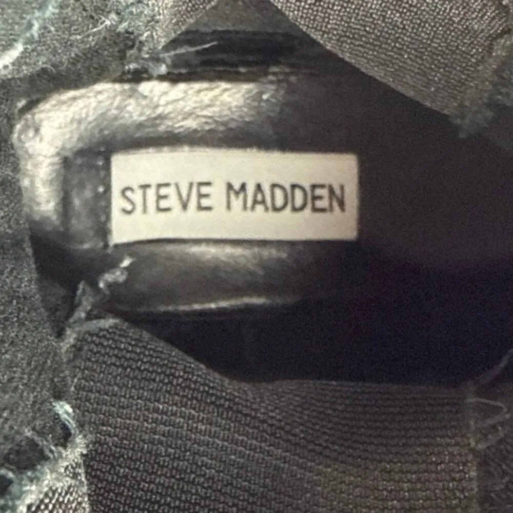 Steve Madden Barclay Women's Black Leather Round Toe Slip On Chelsea Boots Sz 6 - Image 7