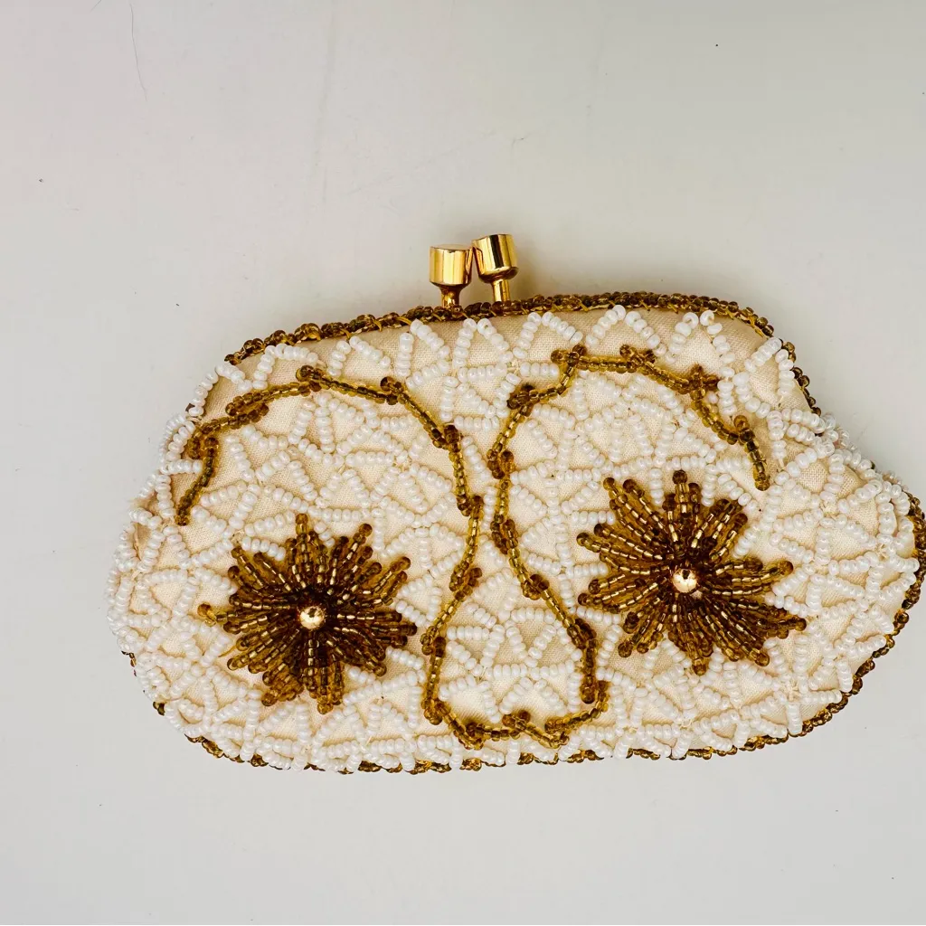 DeLill Vintage Beaded Coin Purse Gold - Image 3