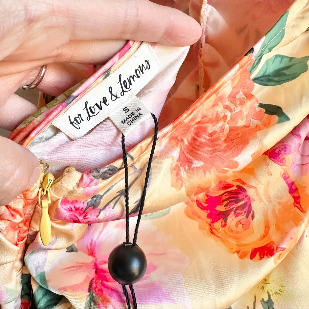 NWOT For Love And Lemons Versilla Puff Sleeve Pink Floral Mini Dress - Image 7