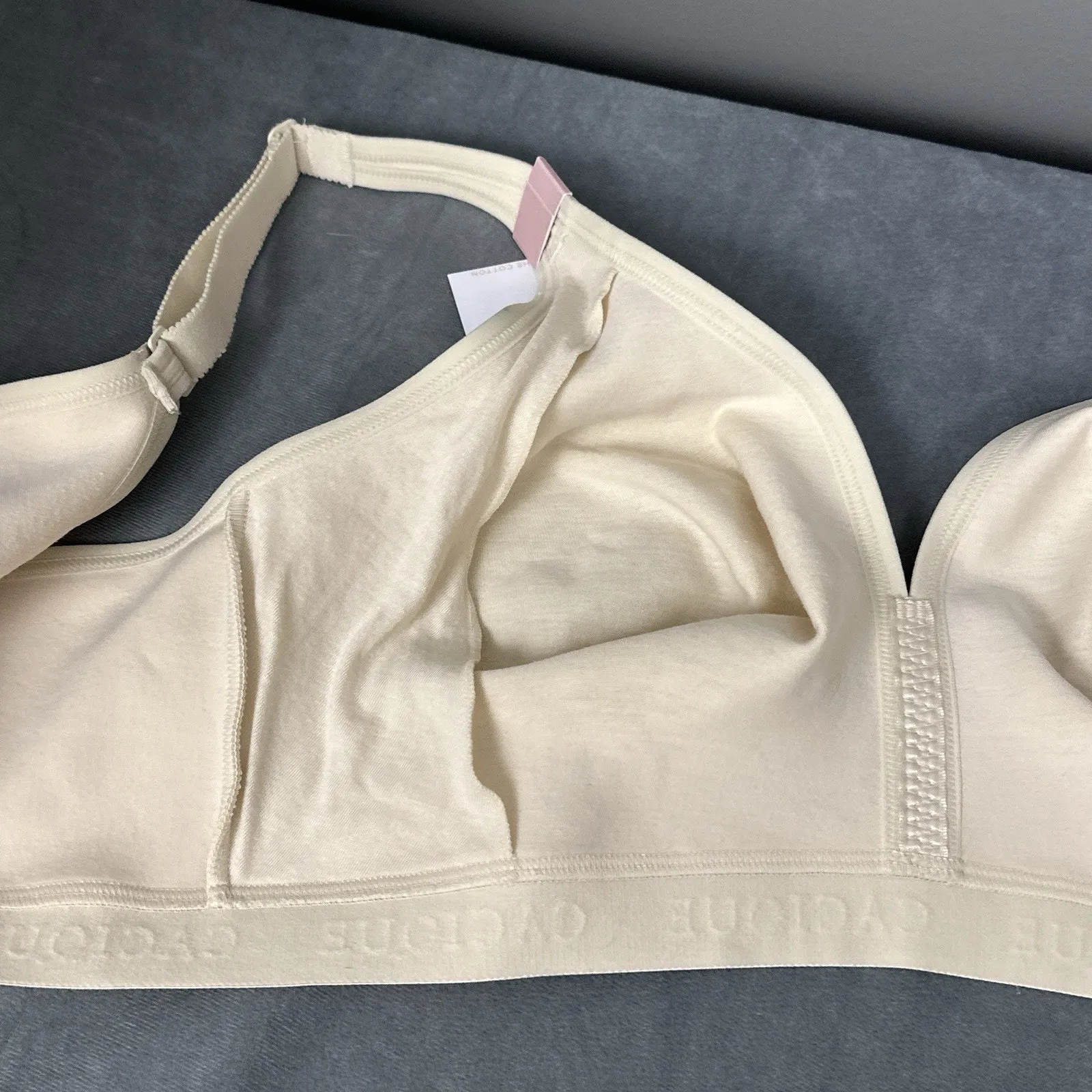 New Cacique Unlined Full Coverage No Wire Bra Soft Cup 46C Ivory Cotton See Desc - Image 7