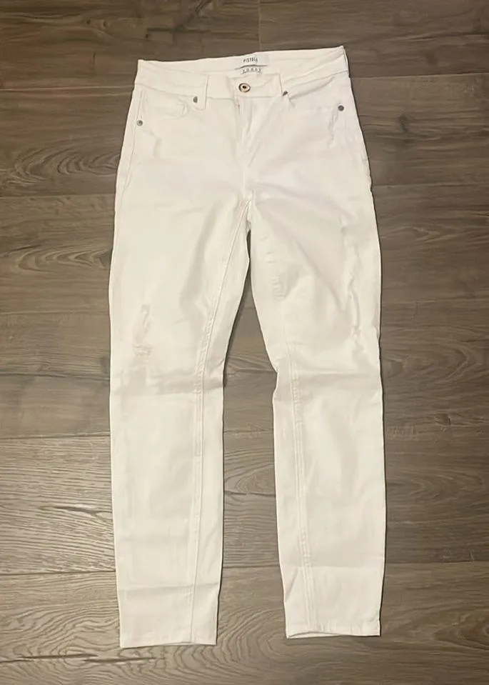 Pistola Lightly Distressed White Skinny Jeans, Size 25 - Image 2