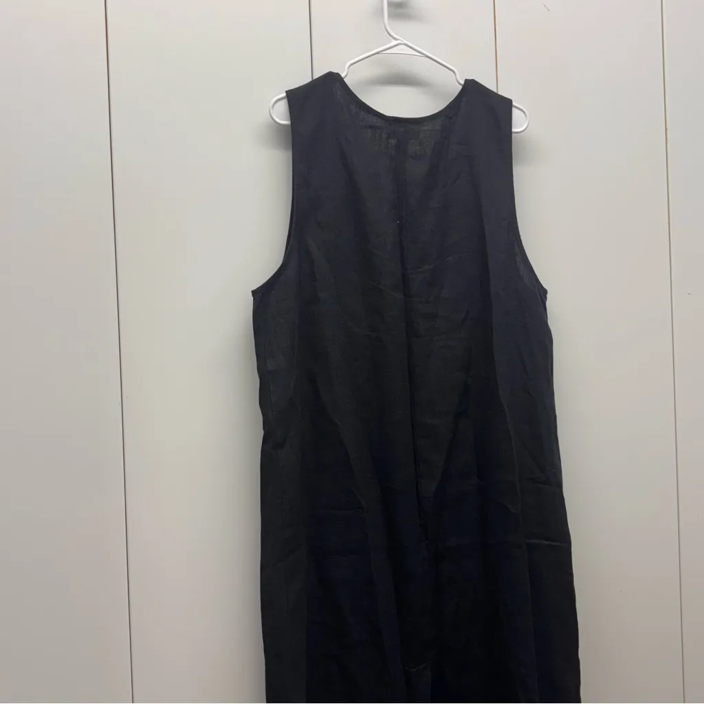 Talbots Linen Black Maxi Dress Vintage Womens XL Made in USA - Image 5