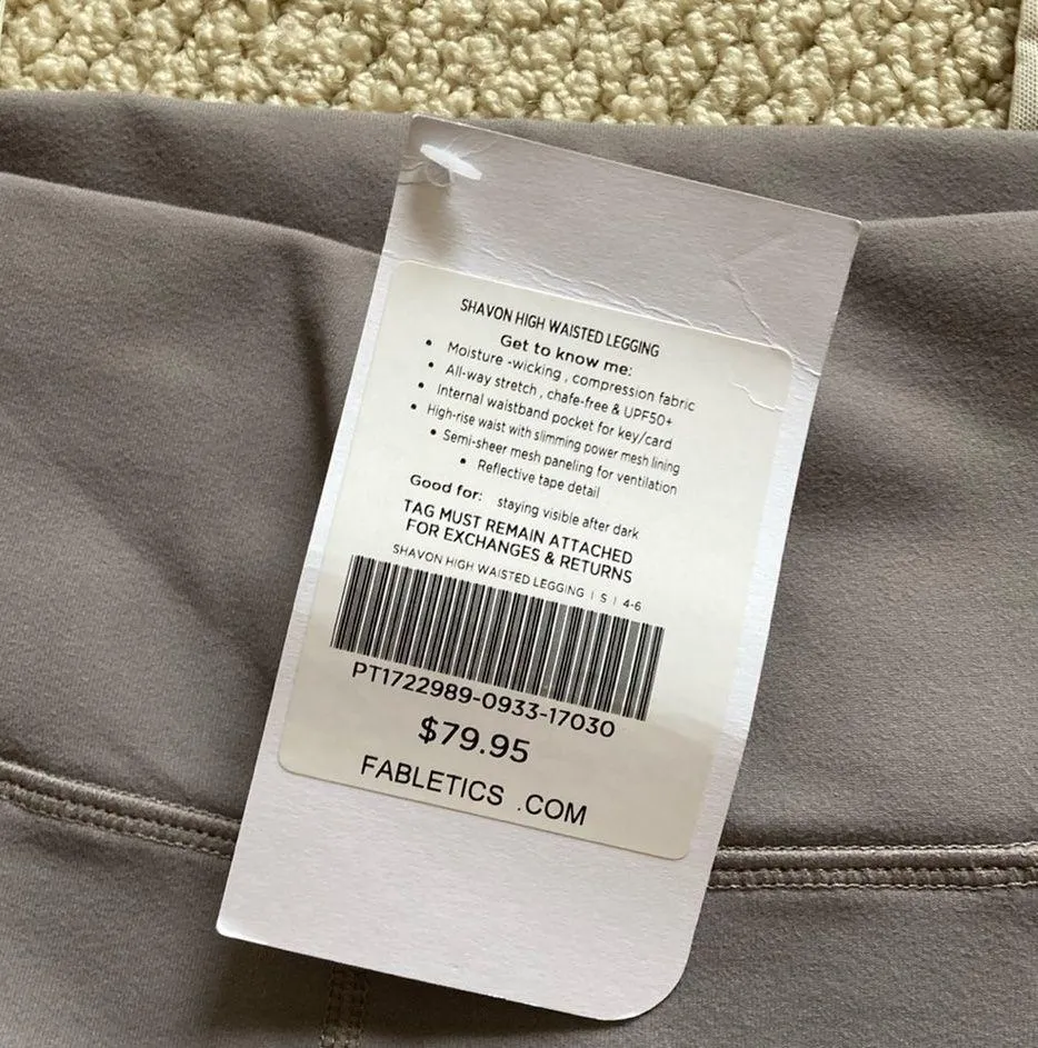 NEW FABLETICS Shavon High Rise HR Leggings Grey Mesh Panels 7/8 Length Tight NWT - Image 3