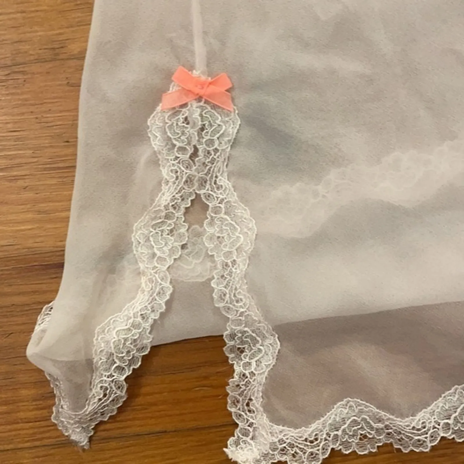 Victoria's Secret Pale Pink Négligée Lace Trim Womens Size Small Sheer - Image 8