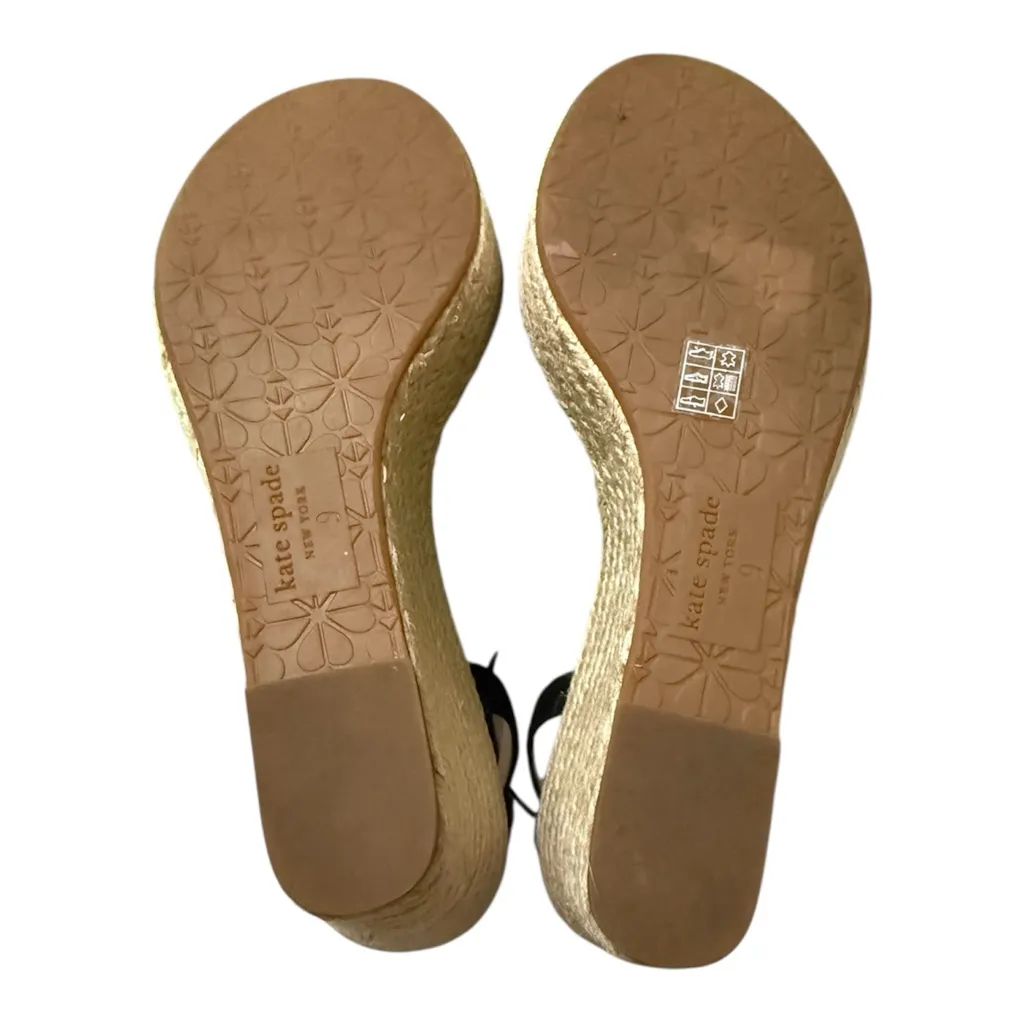 Kate Spade New York Tianna Suede Espadrille Wedge Sandals – Black (Size 9B) - Image 9