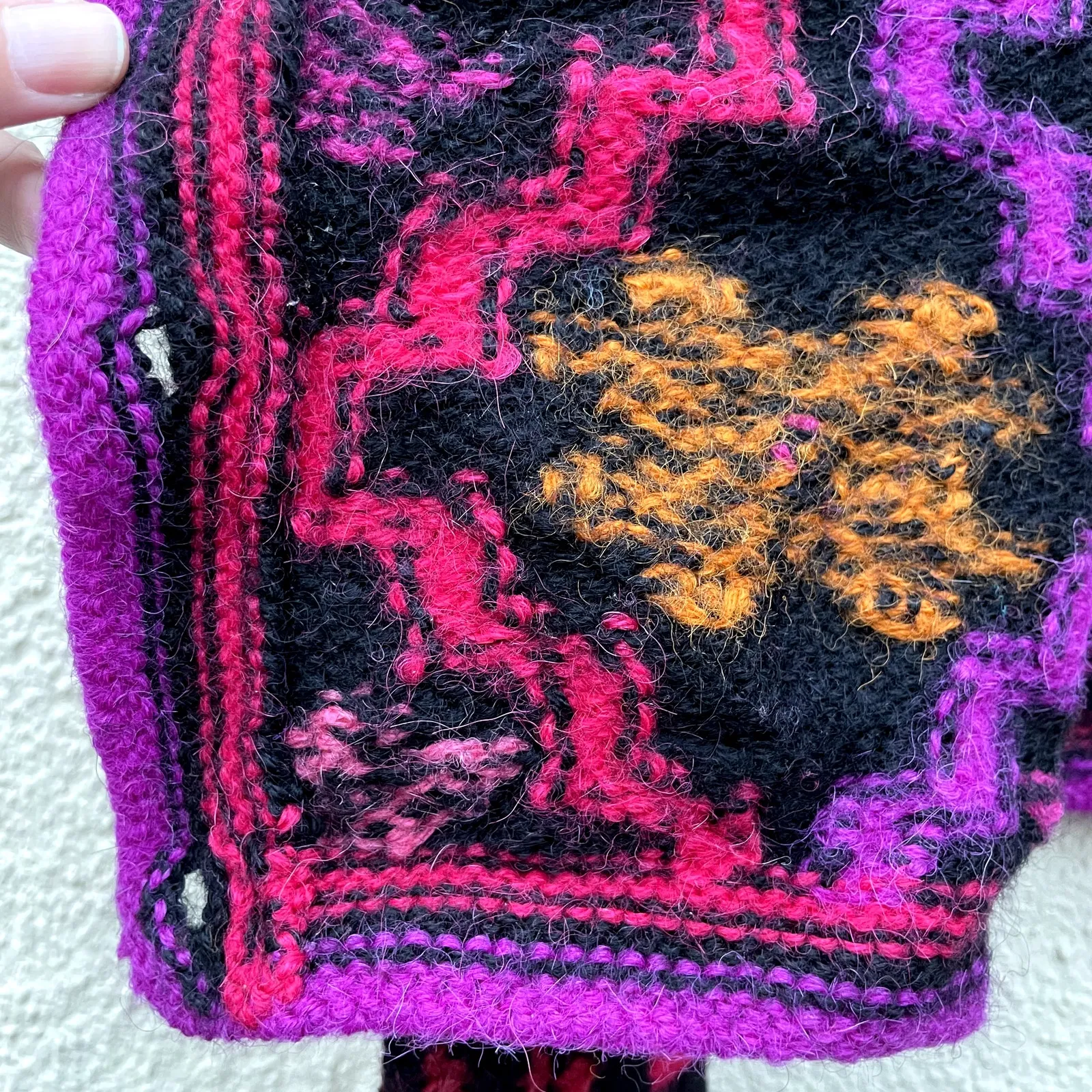 Vintage 90's Peruvian Connection Alpaca Rainbow Floral Sweater Small - Image 8