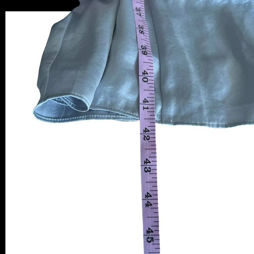 Aritzia Wilfred Bridgerton Satin Blue Square Neck Long Sleeve Slit Midi Dress 0 - Image 12