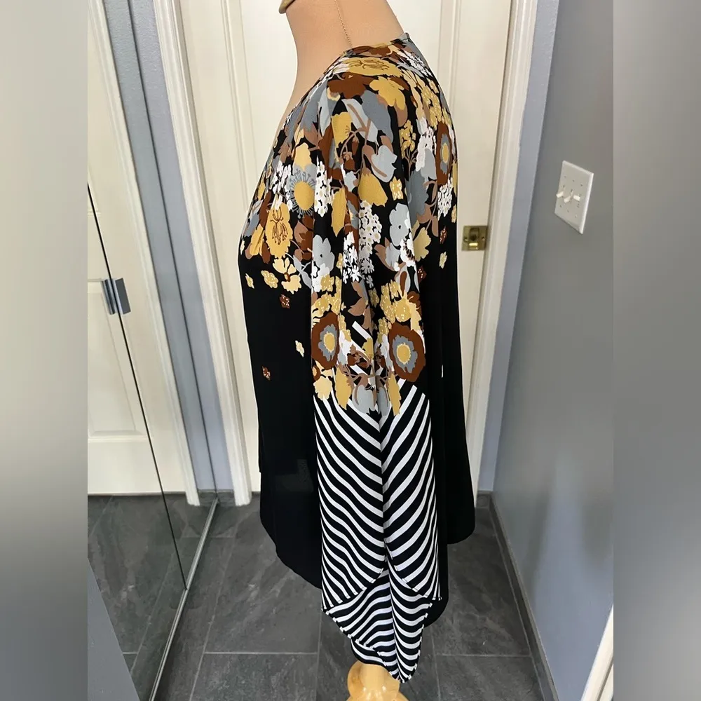 Bob Mackie‎ Wearable Art Striped Floral Kimono Cardigan - Image 6