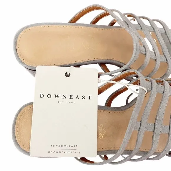 NWT Mi.iM Suede Mila Caged Block Heel Square Toe Sandals Ice Blue Suede Size 6 - Image 6