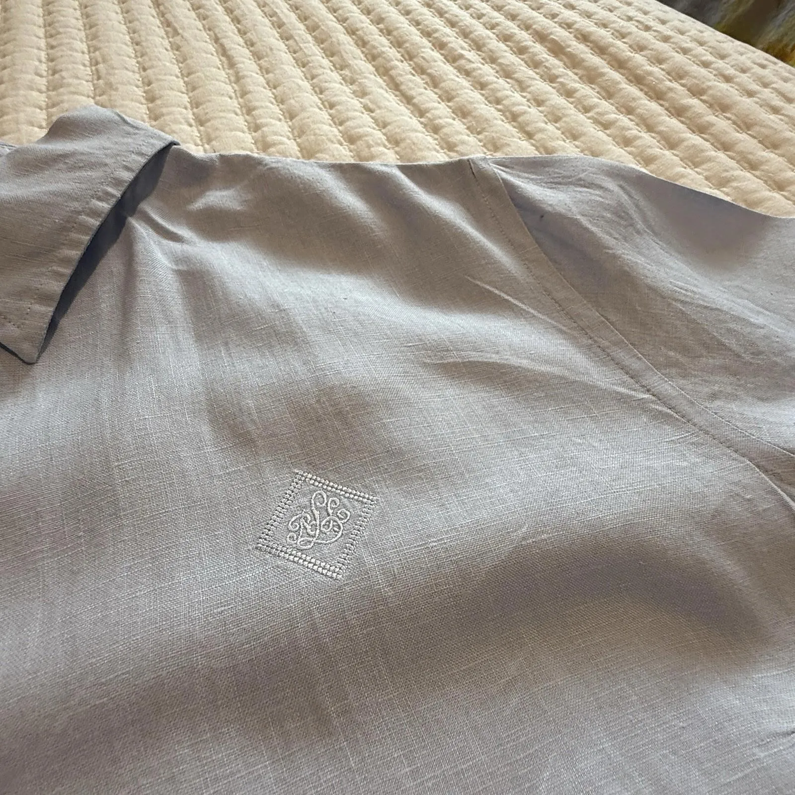 Lauren Ralph Lauren Button Up Collared Short Sleeve Shirt Blue Sz 2X 100% Linen - Image 13