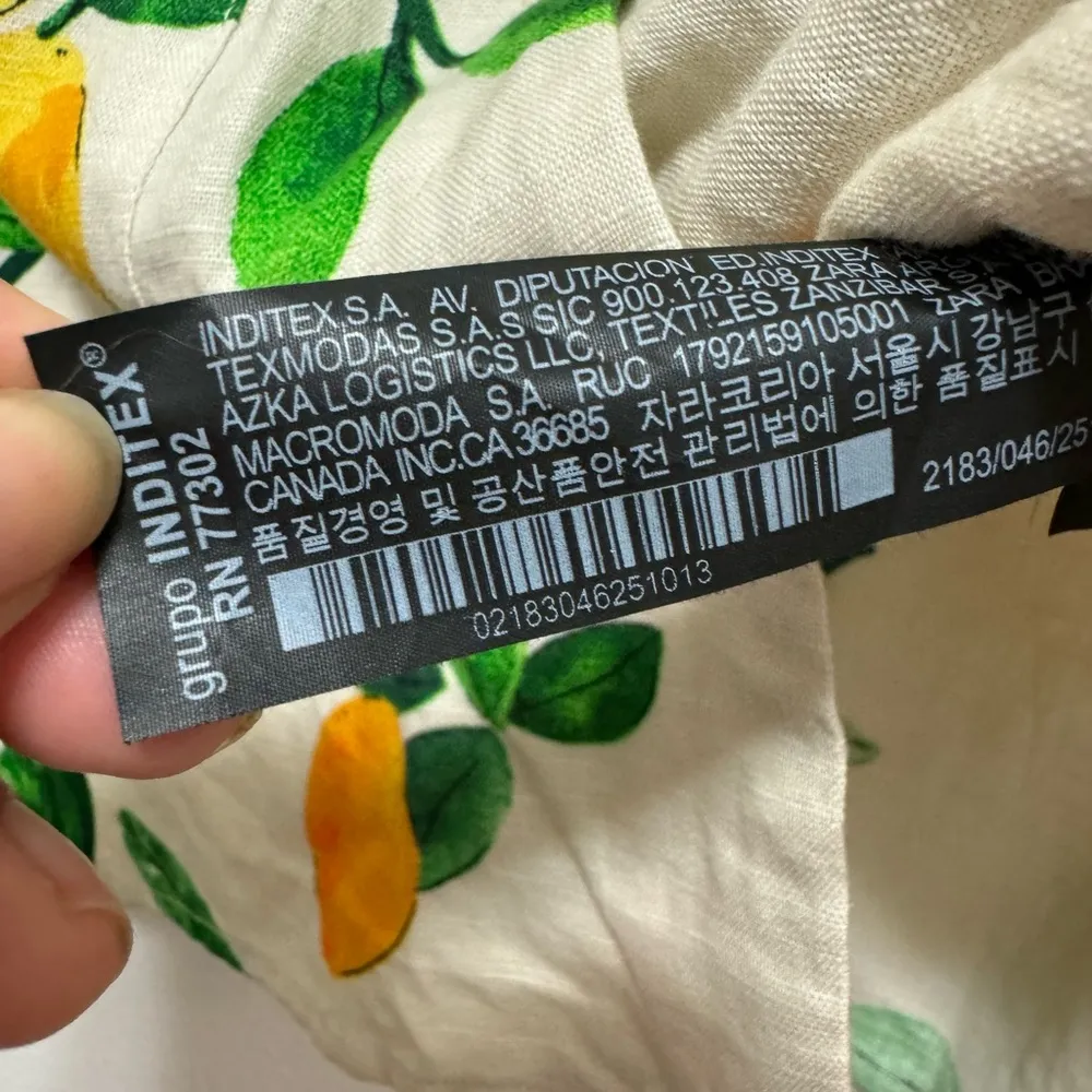 Zara Linen Lemons and Oranges Oversized Shirt XS but fits like Medium - Image 9