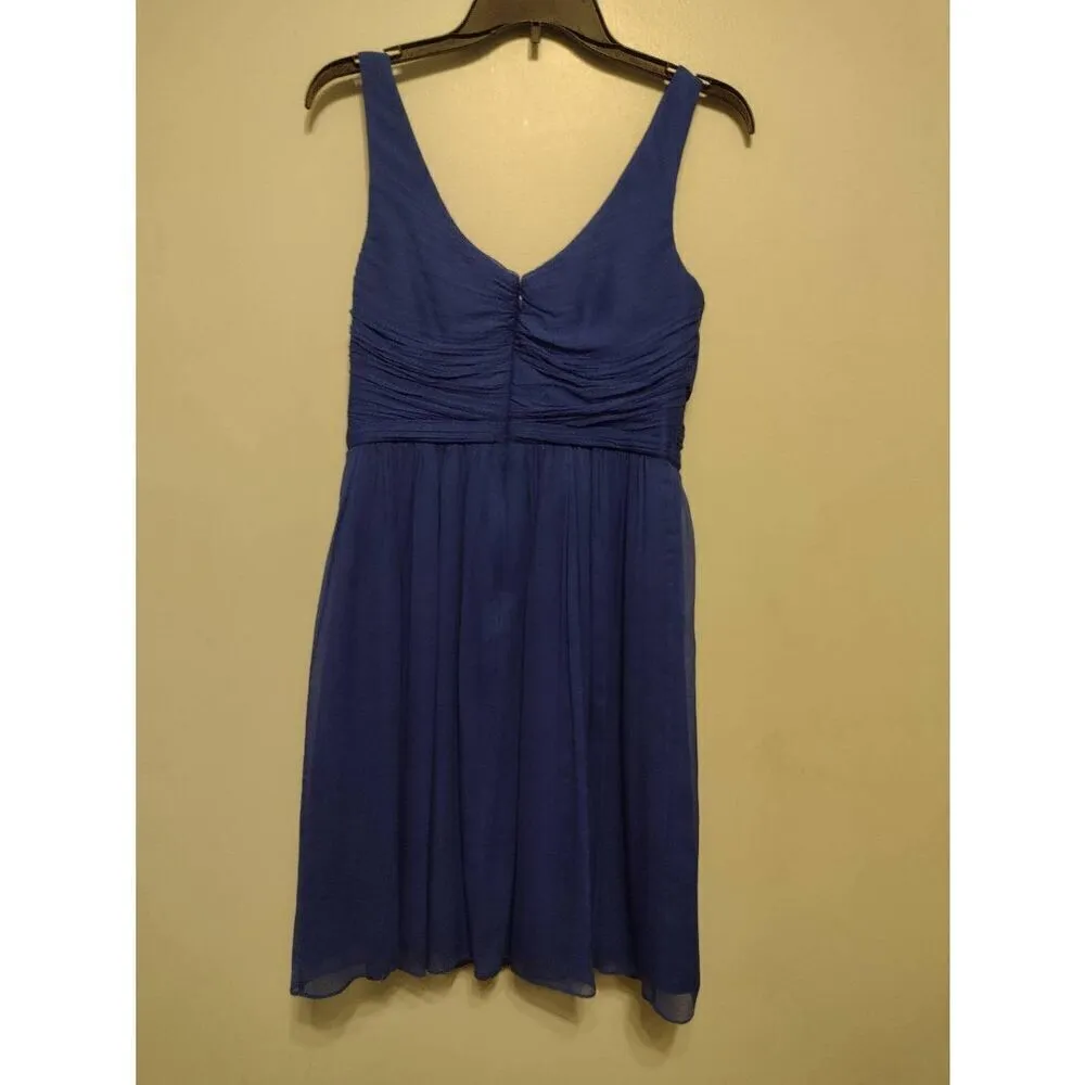 J. Crew size 8 Heidi Silk Chiffon Mini Dress Cobalt Blue - Image 4