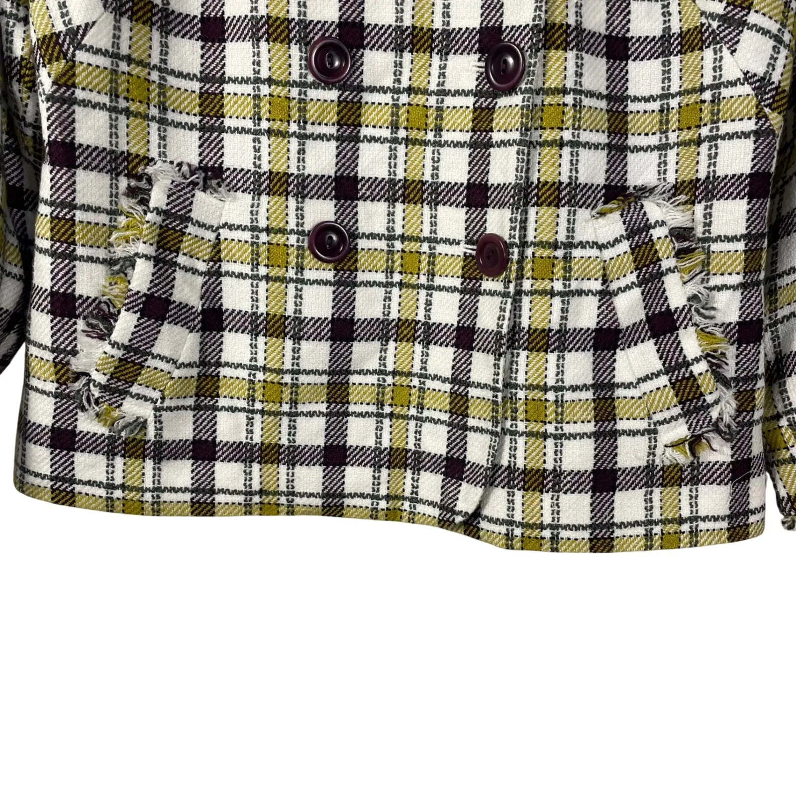 Pendleton Plaid‎ Peacoat Women's Wool Blend Jacket Lined Yellow Burgundy Check - Image 14