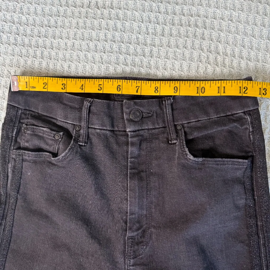 Mother Black Jeans Womens 26 HW Looker Ankle Fray Guilty Party Racer Raw Hem - Image 10