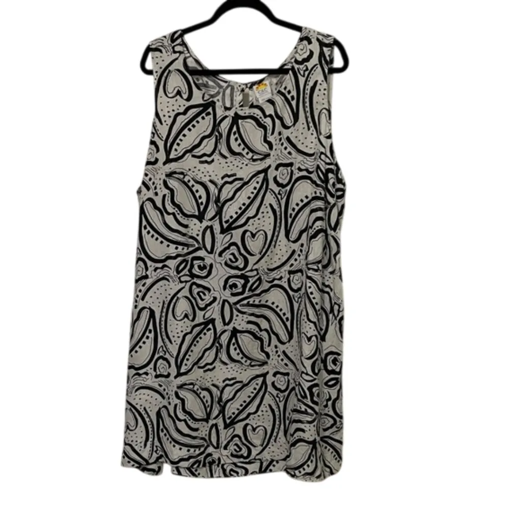C&C California Linen Black & White Floral Pullover Dress Womens Size 3X - Image 3