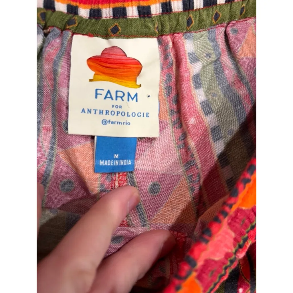 Farm Rio Anthropologie Multicolor Geometric Stripe Linen Blend Pants Size M - Image 7