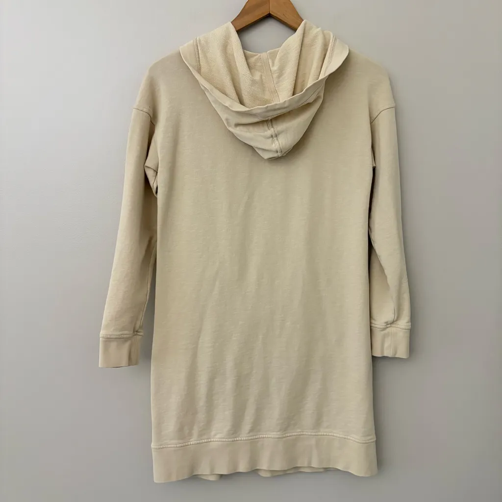 Toad&Co Cream Organic Cotton Long Sleeve Hooded Sweatshirt Dress Size S Tan - Image 8