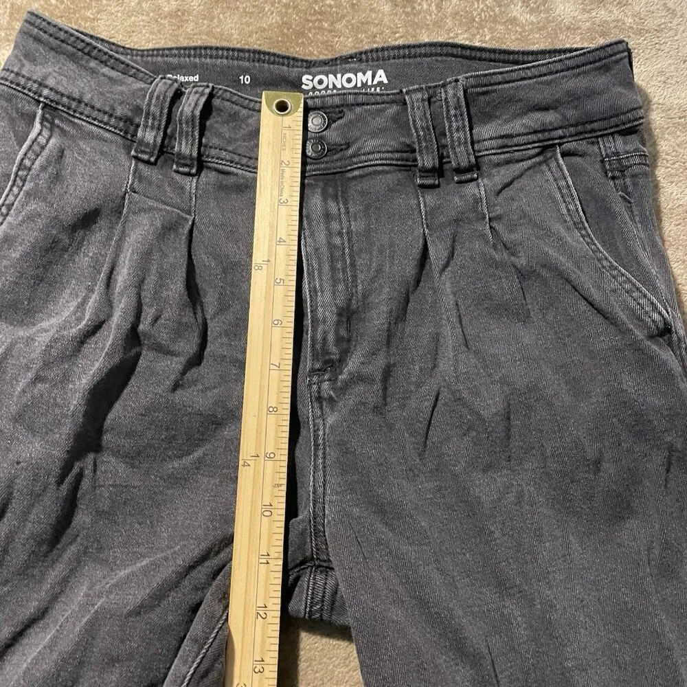 Sonoma Jeans Women's 10 Relaxed Charcoal Gray Black High Rise Straight Leg Pants - Image 5