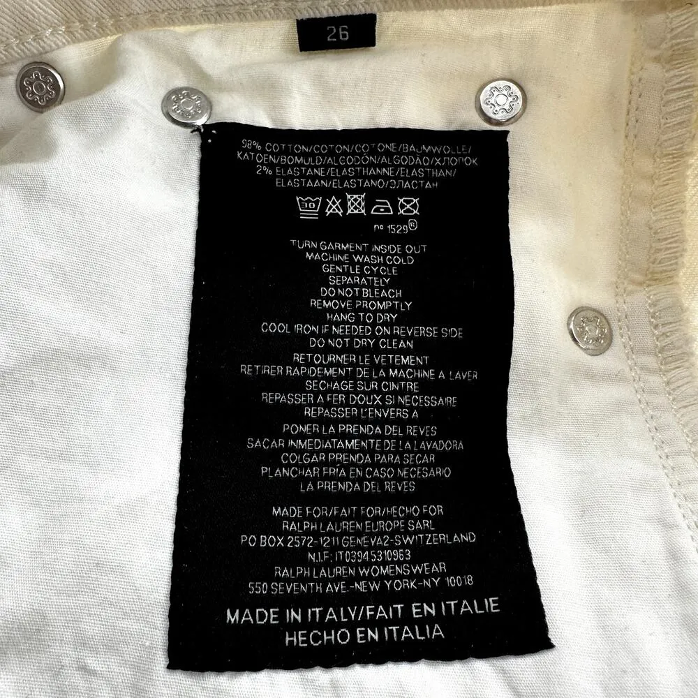 Ralph Lauren 105 Cigarette Jeans Stretch Denim Mid Rise Straight White 26 - Image 4