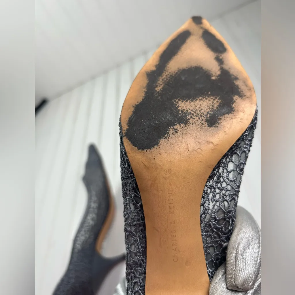 Charles & Keith Blue Lace Heels Women’s Size 8.5 EU 39 - Image 10