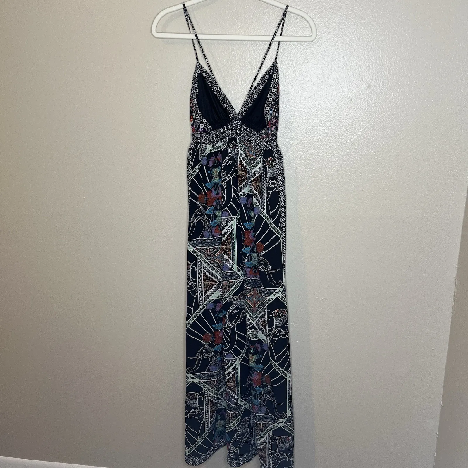 Women's Maxi Dress Elephant Boho Hippie Floral Thin Strap Beach Vacation Resort - Image 9