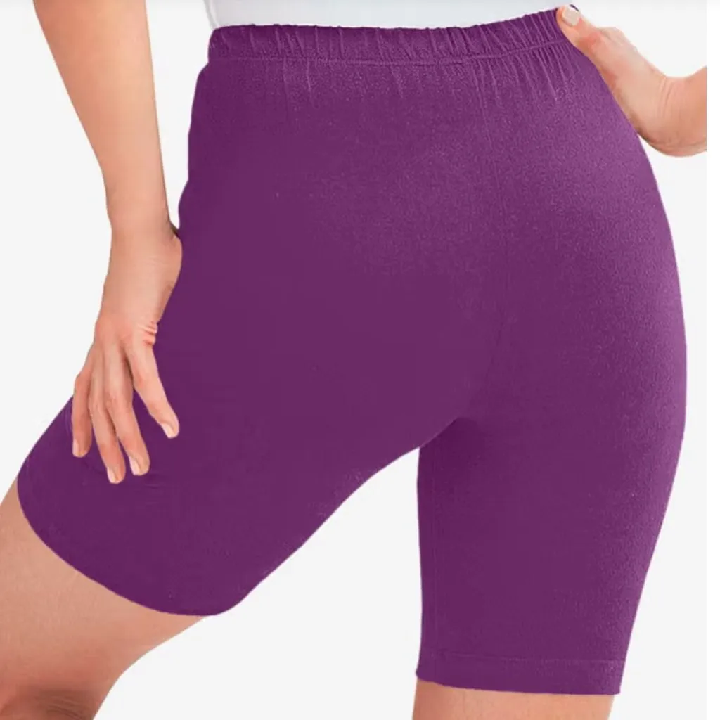 Woman Within Stretch Cotton Bike Short Plum Purple 2X 26-28 - Image 3