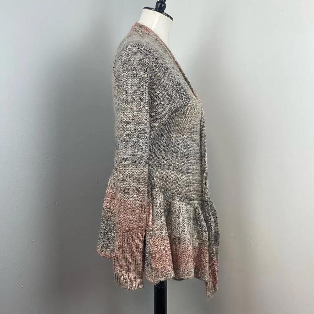 Anthropologie Knitted & Knotted Cody Mohair Wool Ruffle Peplum Cardigan Large - Image 6