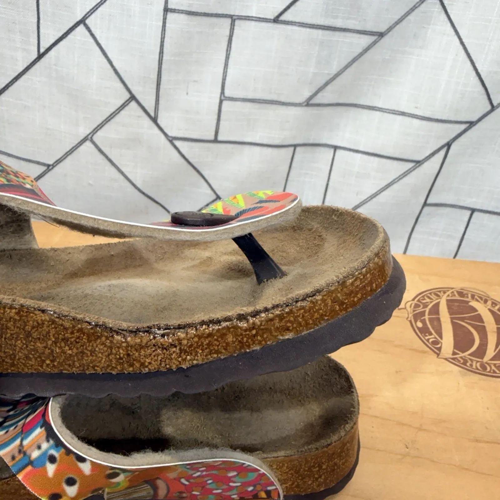 BIRKENSTOCK GIZEH BIRKO-FLOR THONG SANDALS Pink Teal Yellow SIZE 10 US / 41 EU - Image 5