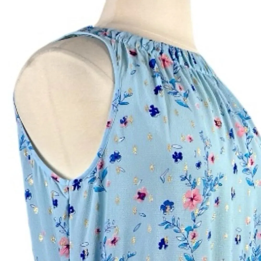 Juicy Couture A-line Blouson Dress Tie Waist Blue Pink Floral NEW Plus Size XXL - Image 9