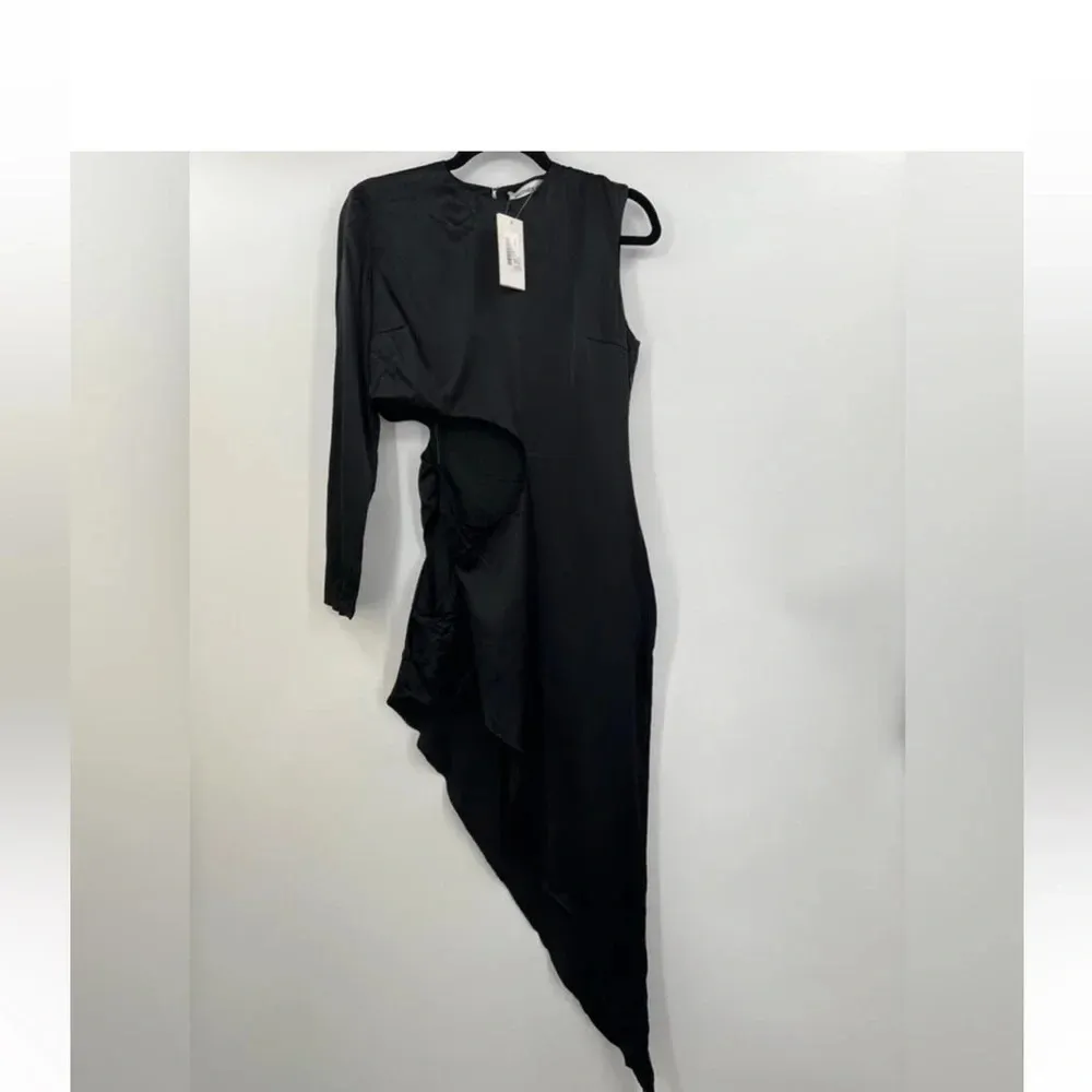 Revolve‎ Mother Of All Vesta Silk Cut Out Midi Dress in Black Sz M Size M - Image 2