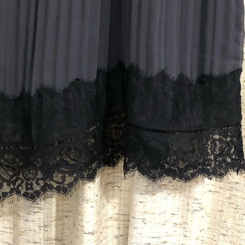 Torrid Dark Slate Grey Chiffon & Black Lace Pleated Cami - Image 3