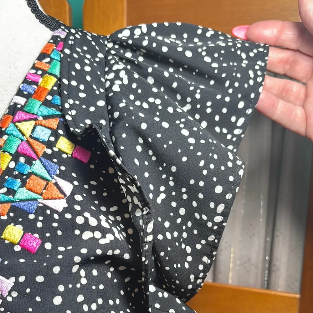 THML Embroidered Black and Multicolor Women's Top - Image 3