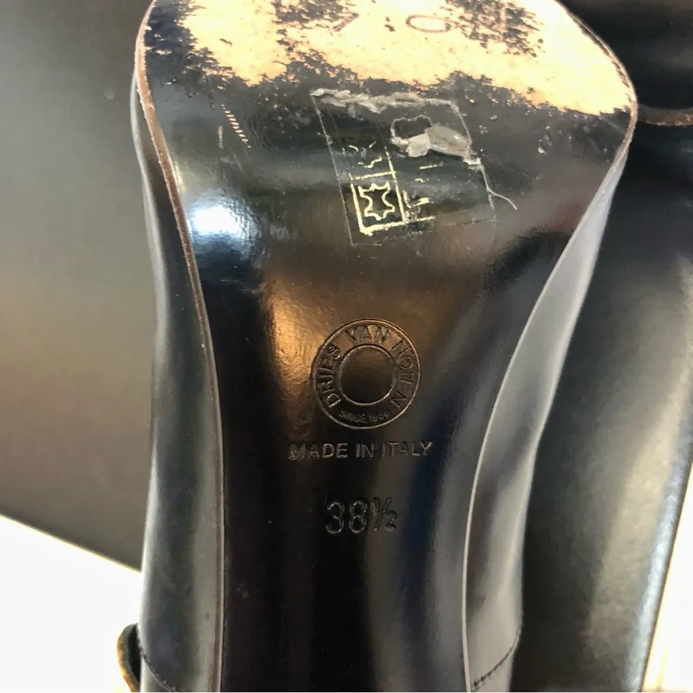 Vintage  Oxford Sling Back Reptile Embossed Leather Wood Heel 7.5 - Image 12