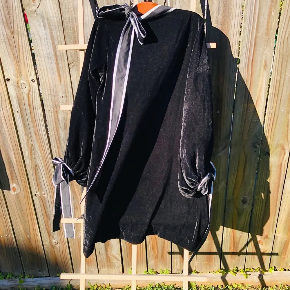 Silly soft Velvet Embroidered.Pearls Puff Sleeves Tunic - Image 9