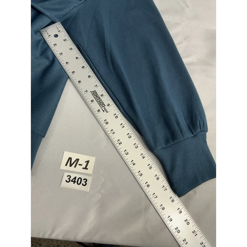 Womans Merokeety XL Classic & Comfy fashion Blue ribbed zip Collar Sweatshirt - Image 9