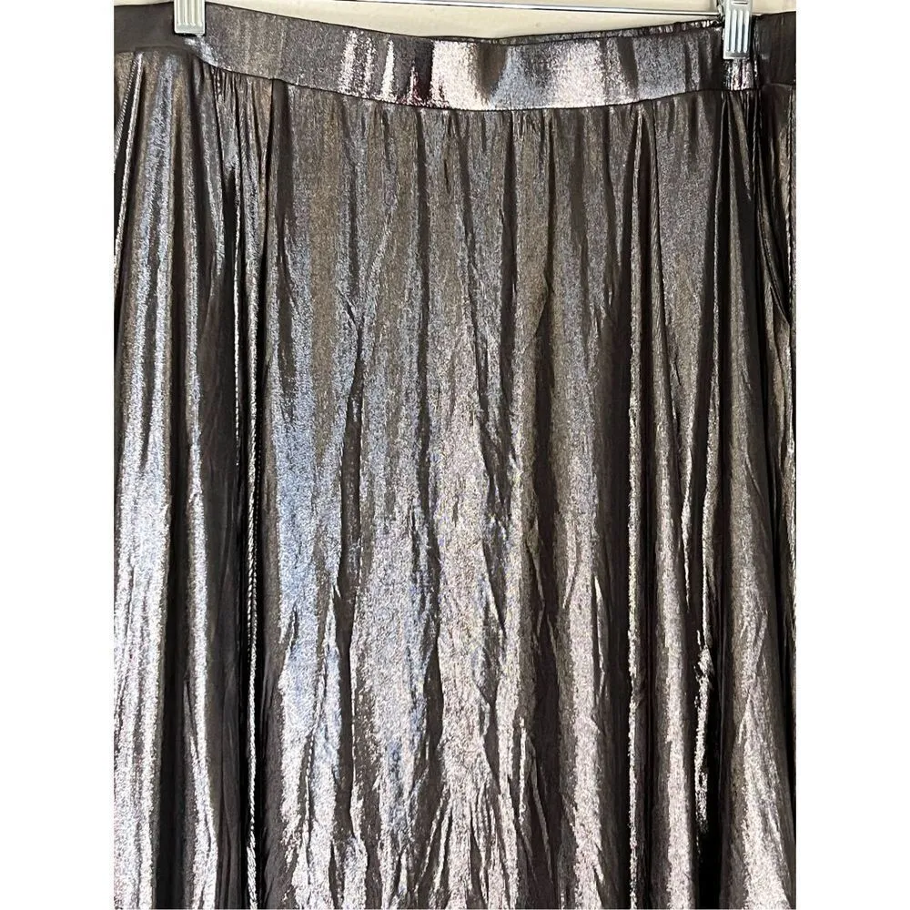 Torrid Metal Grey Liquid Shine Midi Skirt 2 - Image 3