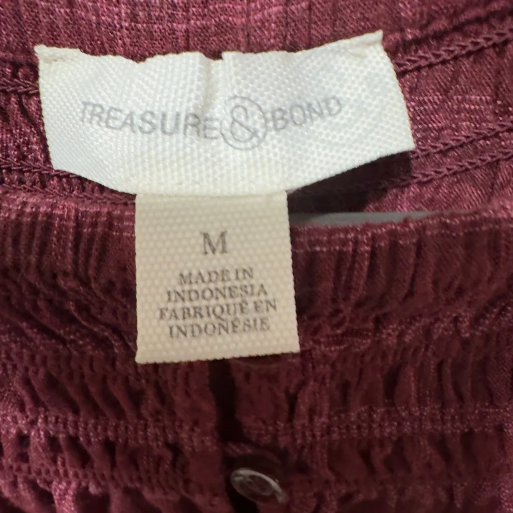 Treasure & Bond Windowpane Plaid Popover Shirt Size Medium - Image 6