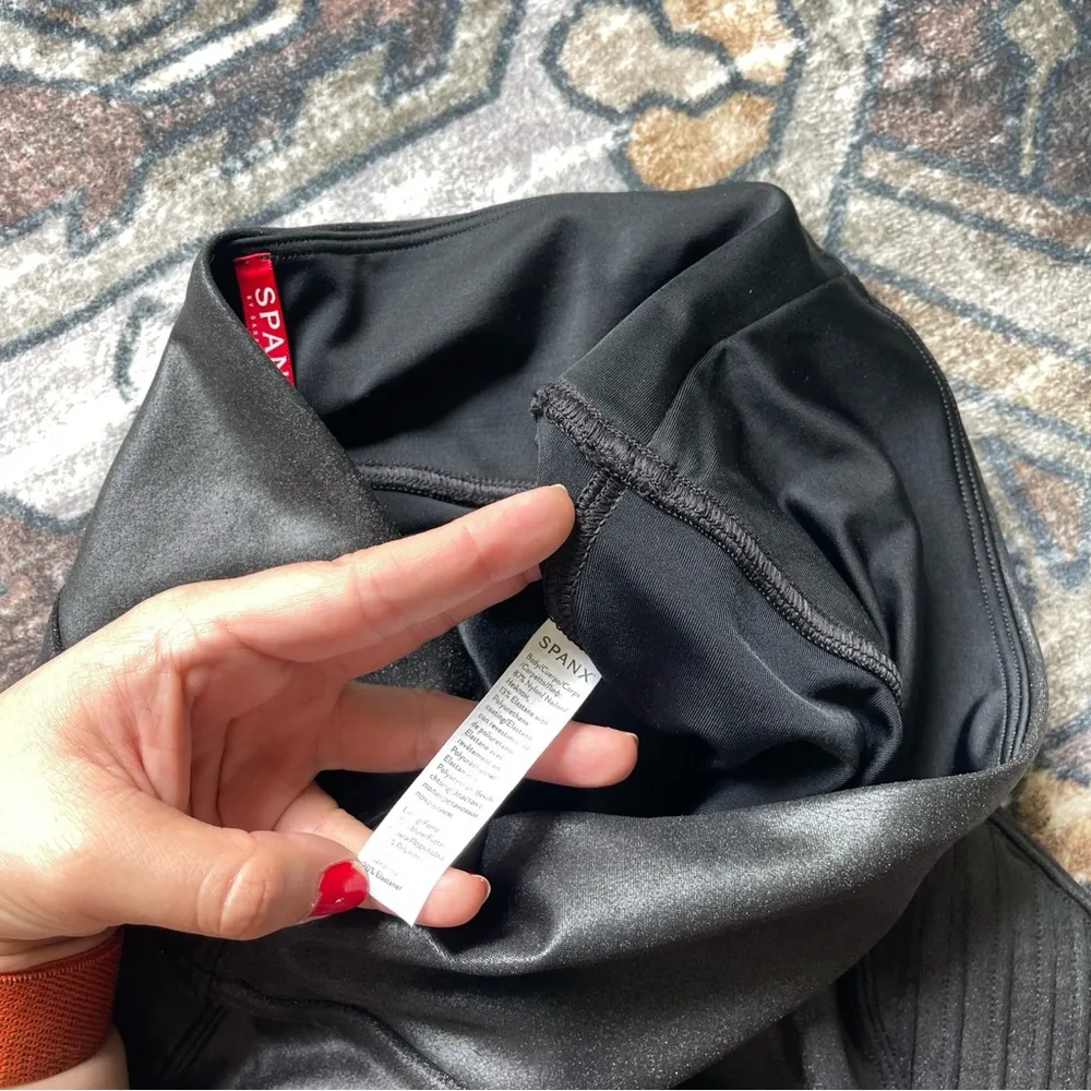 Spanx Moto Stretch Faux Leather Black Leggings - Image 4