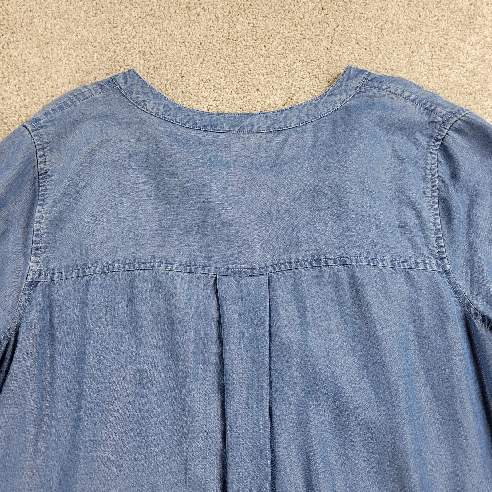 Falls‎ Creek Womens Chambray Demin Dress XL Blue Lace Up Collar Western Rodeo - Image 5