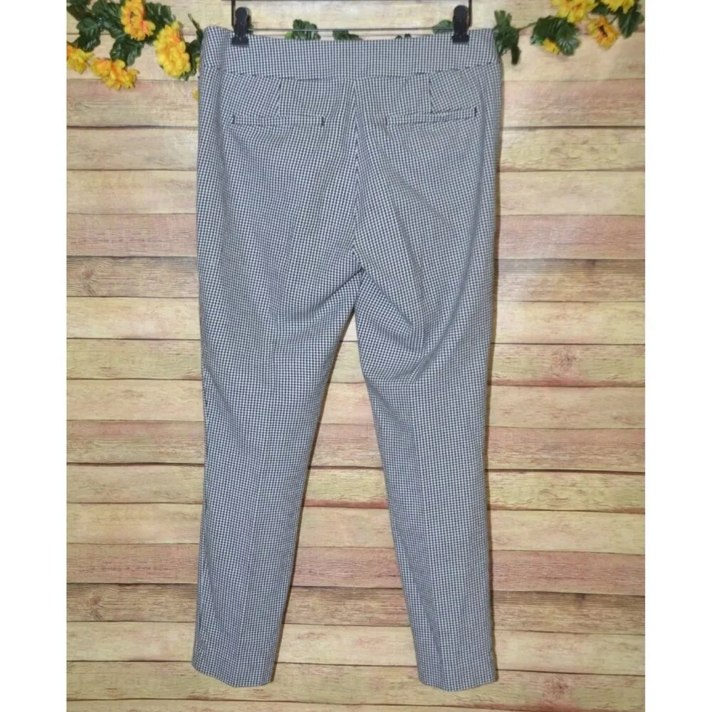 LOFT Black & White Gingham Ankle Pants Trousers Size 6 Pockets Career Stretch - Image 5