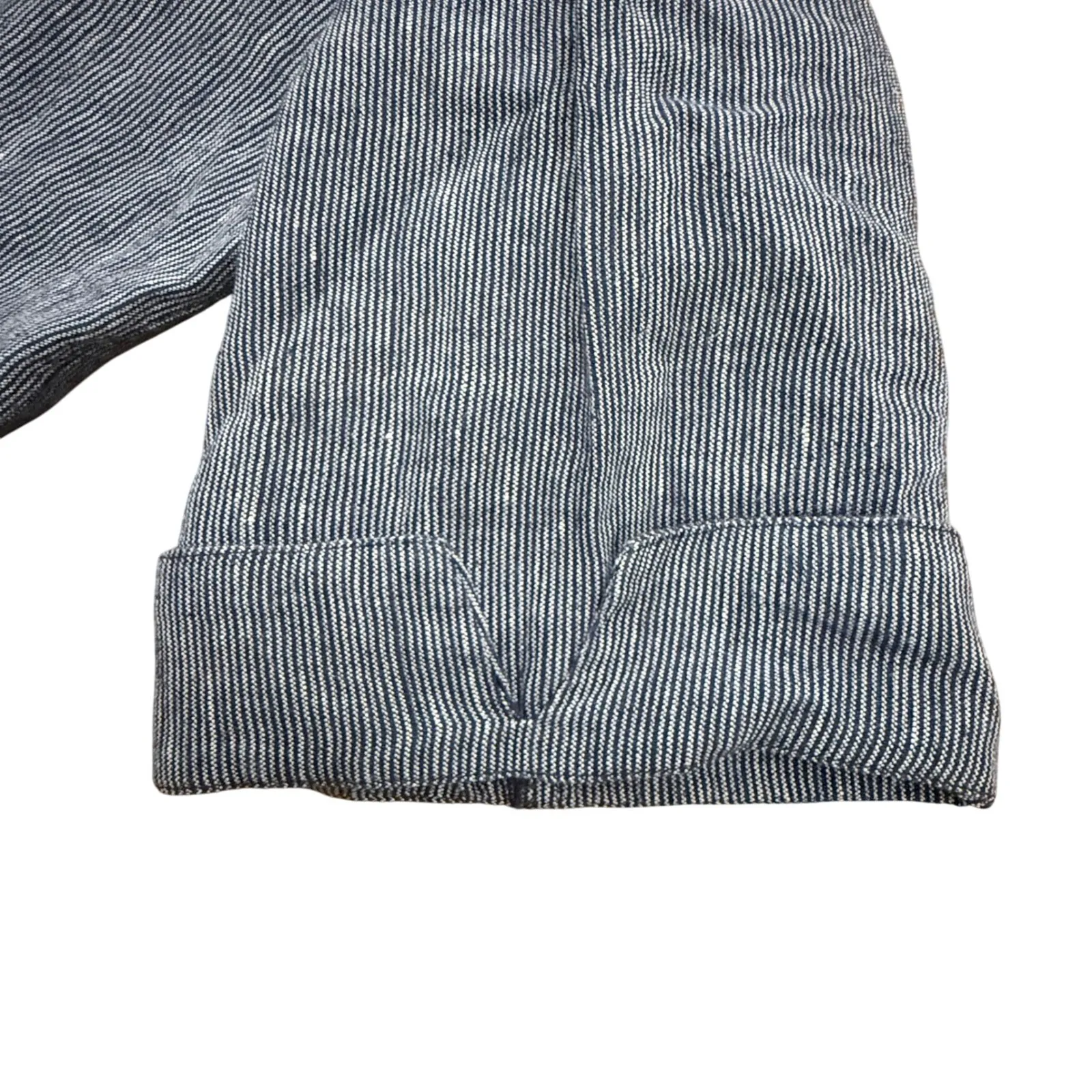 FLAX Women's Navy Blue 100% Linen Button Down Short Sleeve Relaxed Fit Top Shirt - Image 4