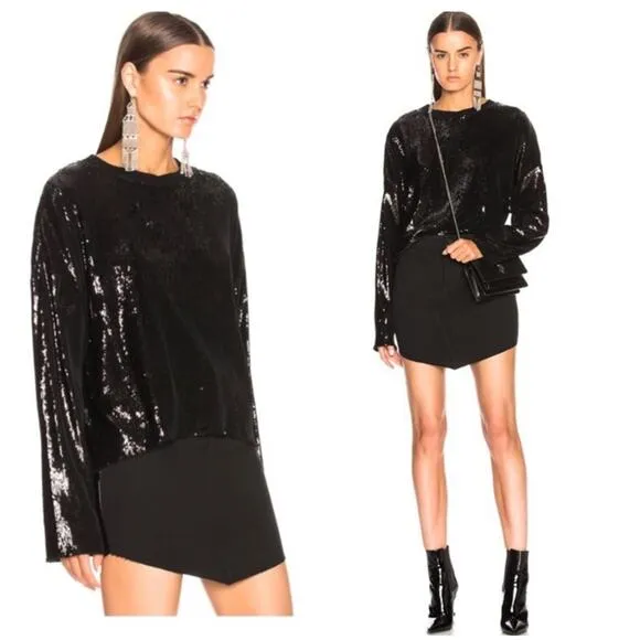 RTA Emmett Black Metallic Blouse XS Long Sleeve Lightweight Top Whimsigoth - Image 2